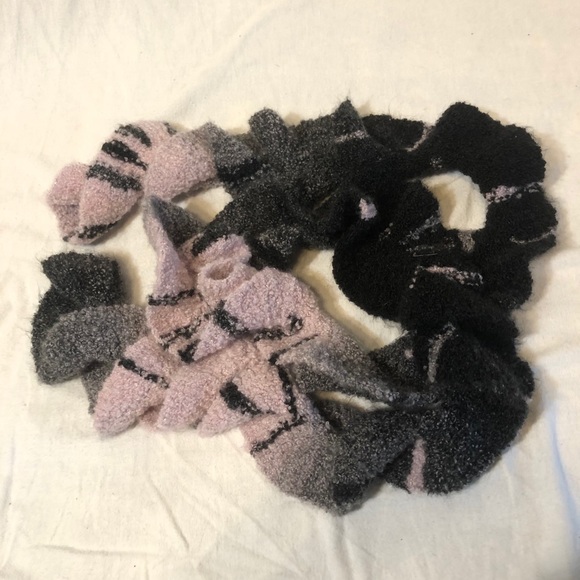 Hand Knit Pink and Black Scarf - Picture 2 of 5